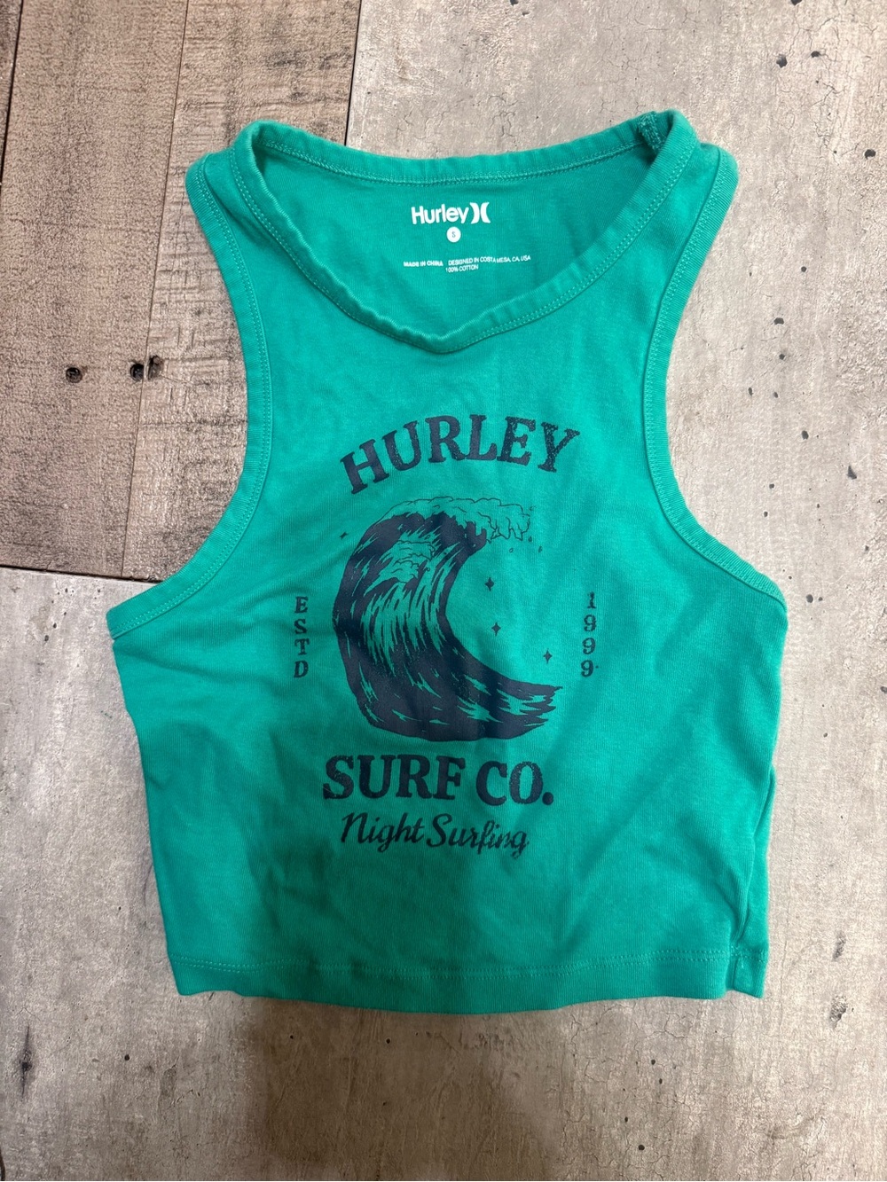 Hurley Teal Graphic Surf Crop Tank
